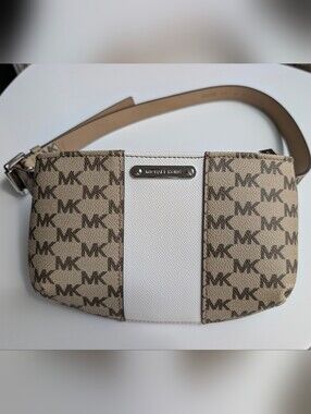 Michael Kors MK Signature Belt Bag Waist Pack Vanilla White